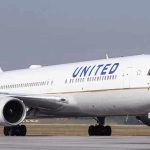 United Airlines plane on the runway