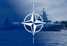 NATO Pressured: Trump’s Demand Shocks Allies NATO emblem overlaying naval ships in the ocean.