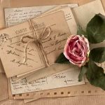Centuries Old Letter FOUND—Beachgoers Stunned! A collection of vintage postcards and a dried rose arranged on a textured background