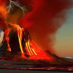 Sleeping Volcano ERUPTS After 12,000 Years! A volcano erupting with lava and lightning in the sky