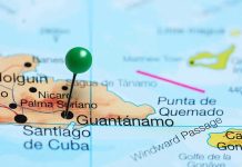 Cuban President Threatens U.S – Vows America Will Pay! Map with pin on Guantánamo, Cuba.