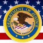 DOJ Suing Company For Excluding Americans From High-Paying Jobs Department of Justice seal on American flag background.