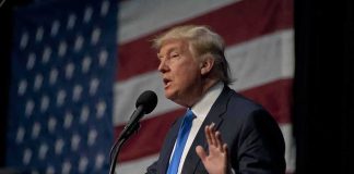 Trump Demands GOP Lawmakers IMMEDIATELY Pass $350B Military Bill! man in suit speaking at a podium with a US flag backdrop