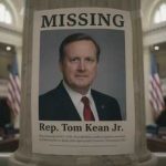 Missing Congressman RETURNS – Gone For 4 Months! Missing person poster of Rep. Tom Kean Jr. displayed in a government building