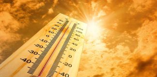 Six Kids Left to Bake in SCORCHING Car While Parents Did THIS! A thermometer displaying temperature against a sunset sky