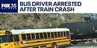 Fleeing Driver SLAMS School Bus — Then Bolts Florida bus driver arrested after train crash