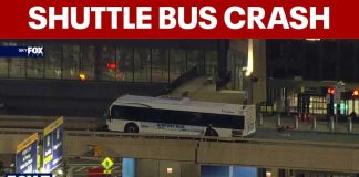 Shuttle bus carrying passengers crashes at Newark Airport