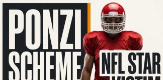 NFL Star Snared In $35M Swindle American football player in red uniform beside bold text panels