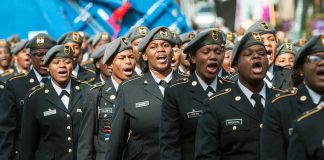 Hegseth MOCKS Female Cadets – Backlash Erupts Group of uniformed cadets marching in formation