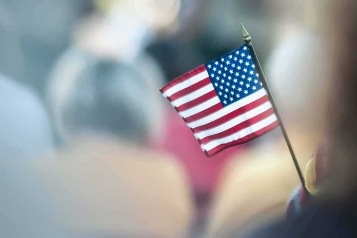 American flag on a small handheld stick
