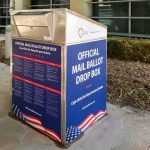 Official mail ballot drop box outside a public building