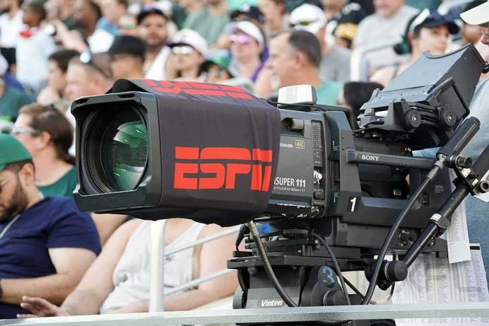Broadcast television camera at a sports event