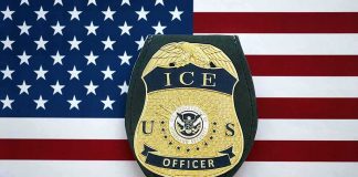 Deportation Machine Turbocharged – 5,000 ICE Hires Coming ICE officer badge on American flag background