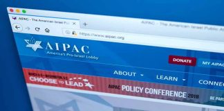 AIPAC website shown in a browser window