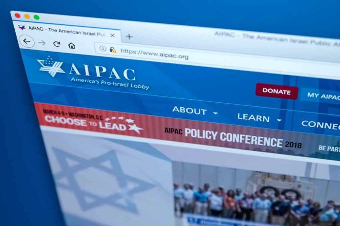 AIPAC website shown in a browser window